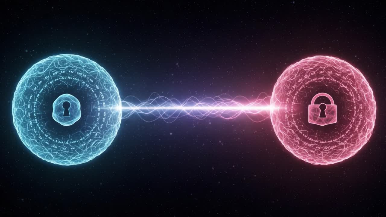 Quantum Entanglement: Exploring the Intricate Connection of Two Protected Atoms Represented by Colorful Spheres and Secure Locks in a Cosmic Setting