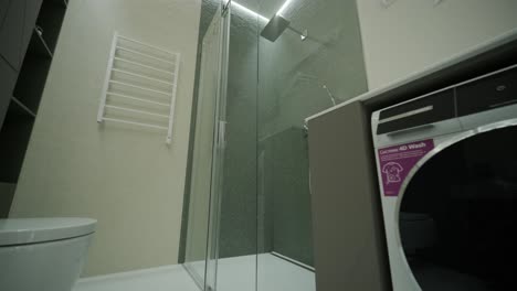 combined modern bathroom and laundry room