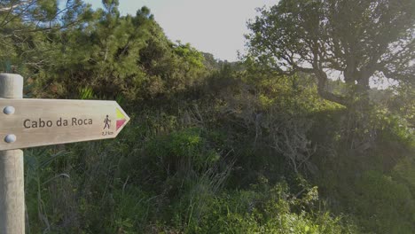 panning shot of cabo da roca walking sign pr7 trail route