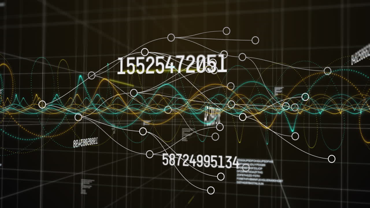 Animation of connections, numbers and data processing