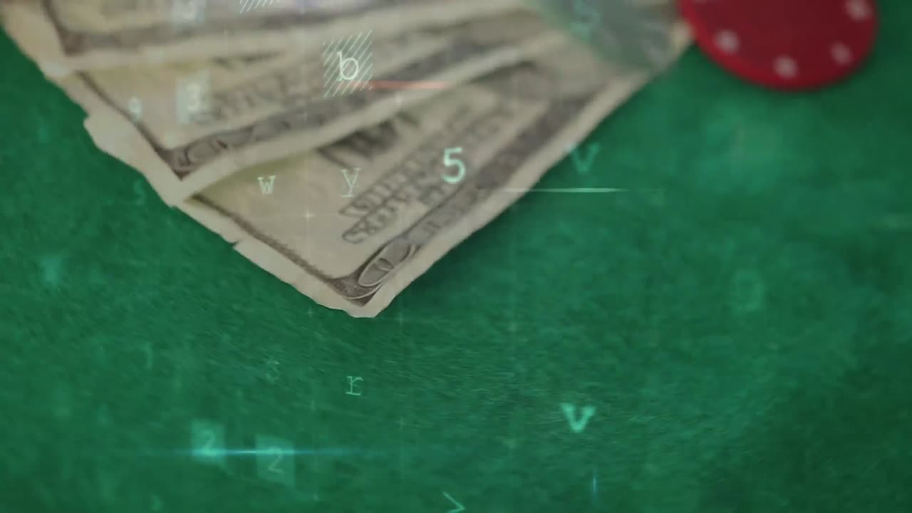 Animazione di elaborazione dati in movimento su banconota
