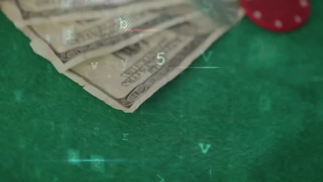 animation of moving data processing over banknote