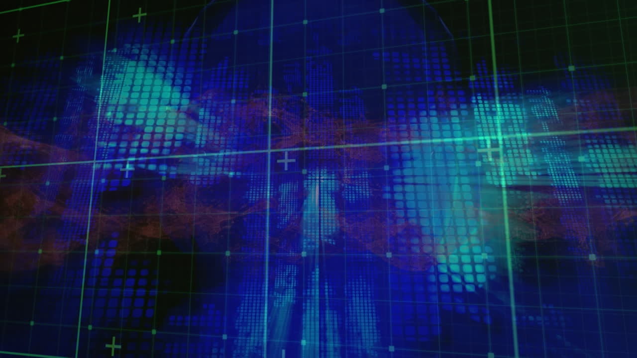 animación de manchas y rostro humano sobre fondo negro