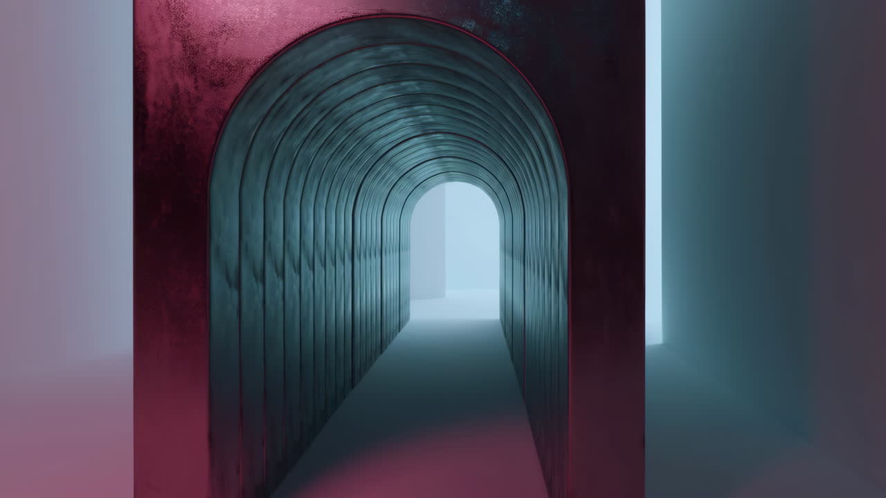 Abstract Neon Archway Tunnel with Vibrant Lighting