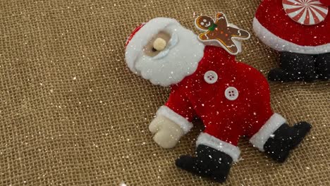 falling snow with christmas santa decoration