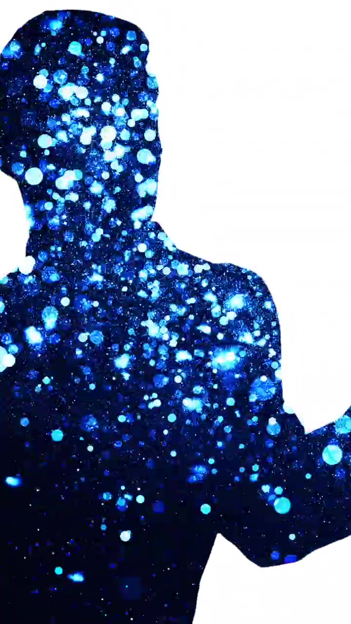 Animazione della silhouette di un uomo d'affari con scie luminose su sfondo bianco