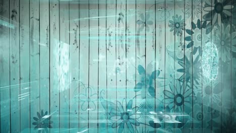 animation of falling blue flowers over screens tunel