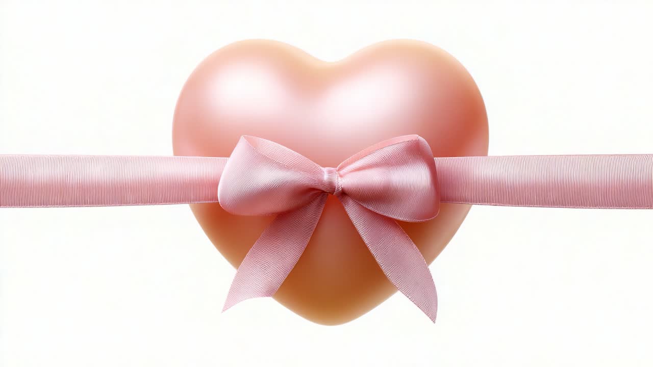 Delicate Heart-Shaped Gift Wrapped in Soft Pink Ribbon for Romantic Occasions, Celebrations, and Special Moments of Love, Elegance, and Affection Shared with Loved Ones