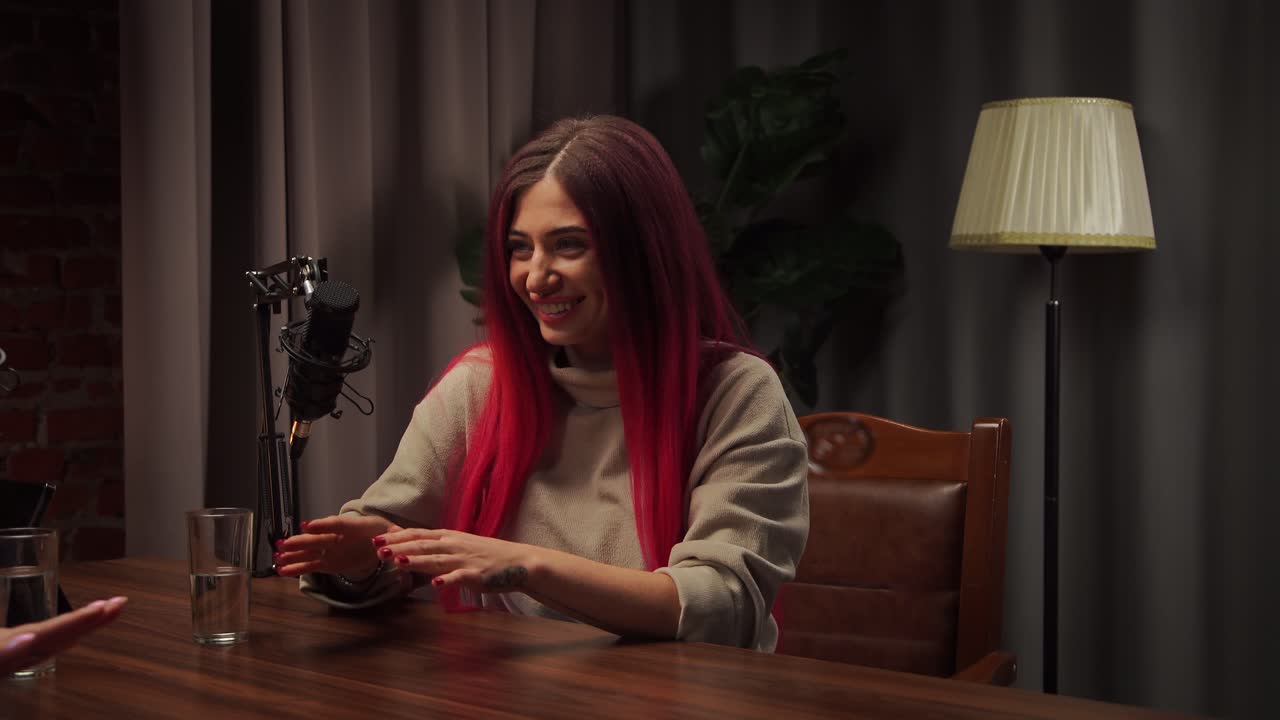 Podcast Interview with Red-Haired Woman