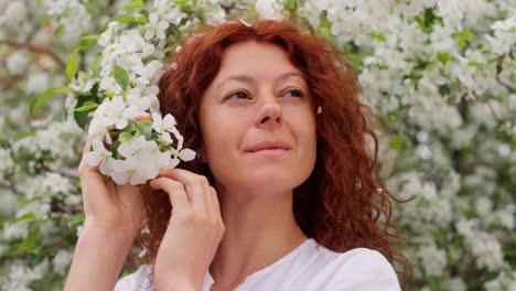 woman in spring flowers