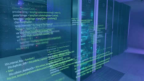 Animation-Mehrfarbiger-Computersprache-über-Datenserversystemen-Im-Serverraum