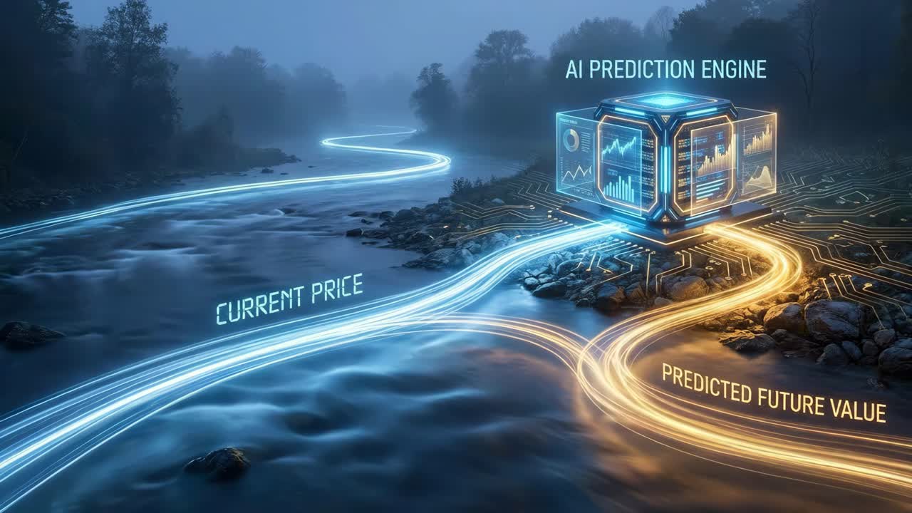 AI Prediction Engine Visualized with River of Data