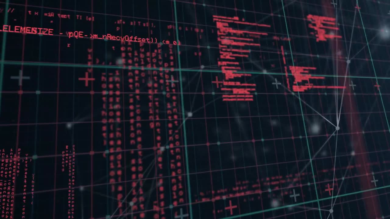 animación de la red de conexiones sobre el procesamiento de datos sobre fondo negro