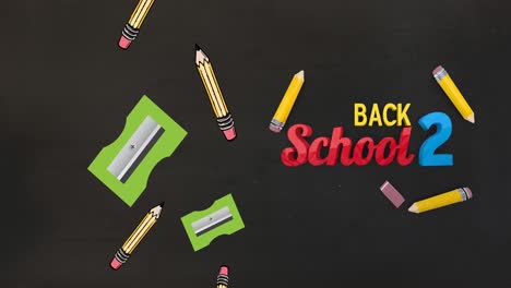 Animation-Von-Back-to-School-Texten-über-Schulgegenständen