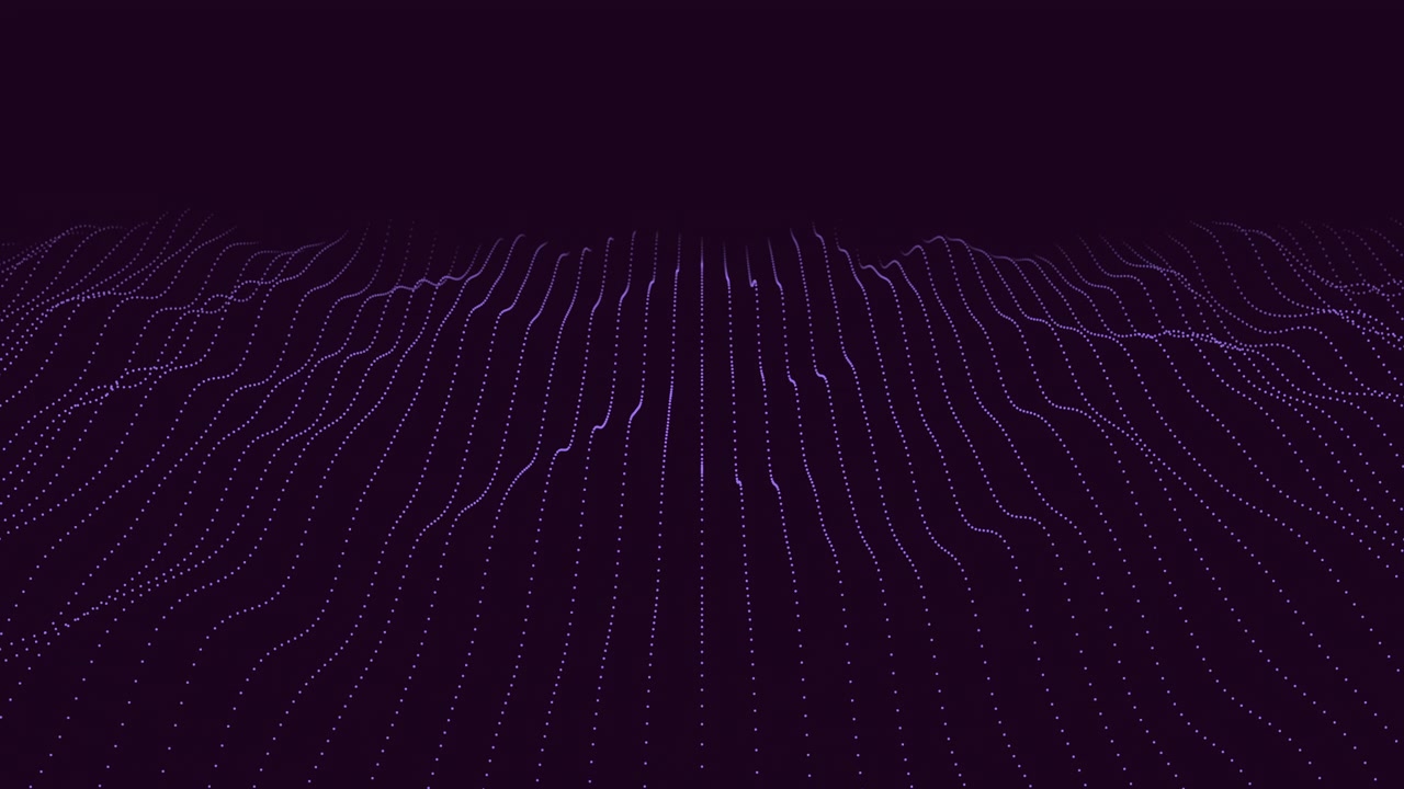 Dynamic black to purple gradient with zigzagging lines composed of small dots. The design showcases a blend of colors and intricate pattern