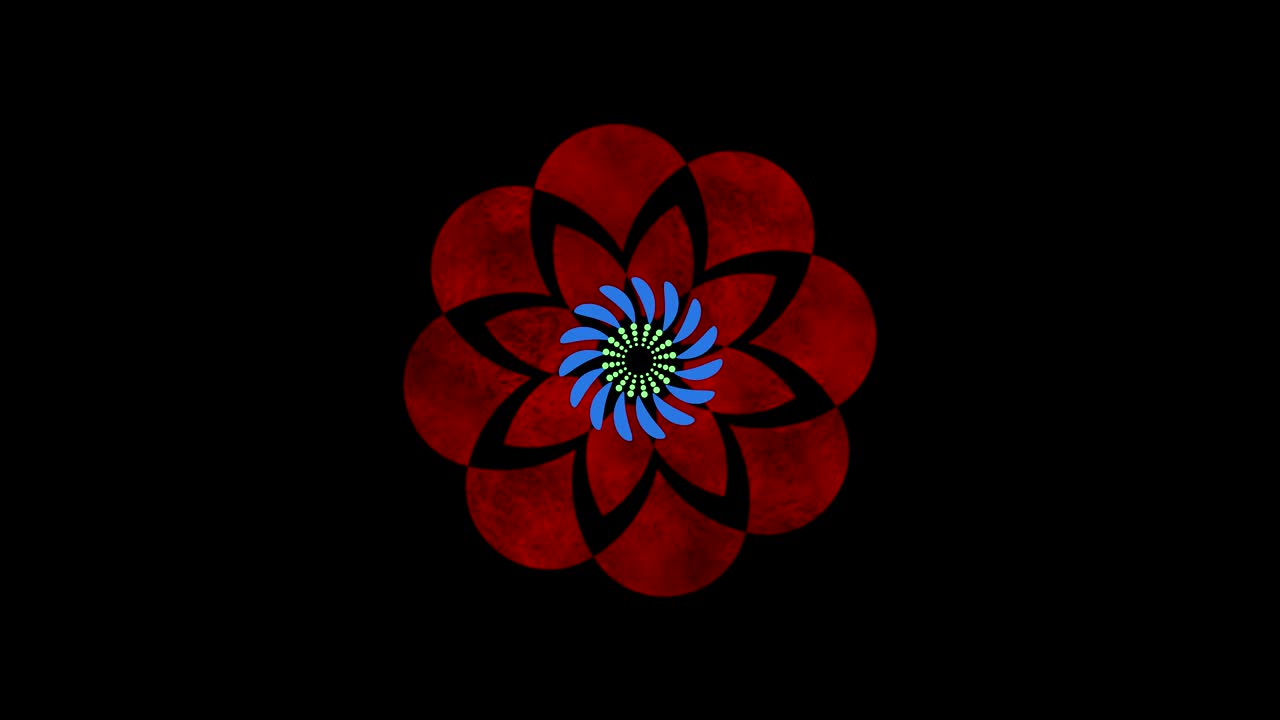 diseños gráficos que giran en el centro y aumentan el tamaño, hasta cubrir todo el fondo y desaparecer.