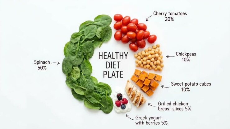 Composizione piatto per una dieta sana