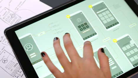 tablet showing mobile app design prototype