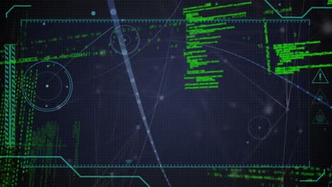 animación del procesamiento de datos a través de una red de conexiones con puntos brillantes