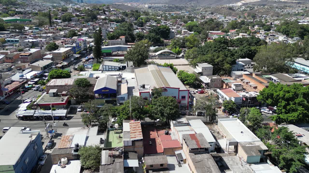Aerial view of metropolitan neighborhood in capital of Honduras, Tegucigalpa