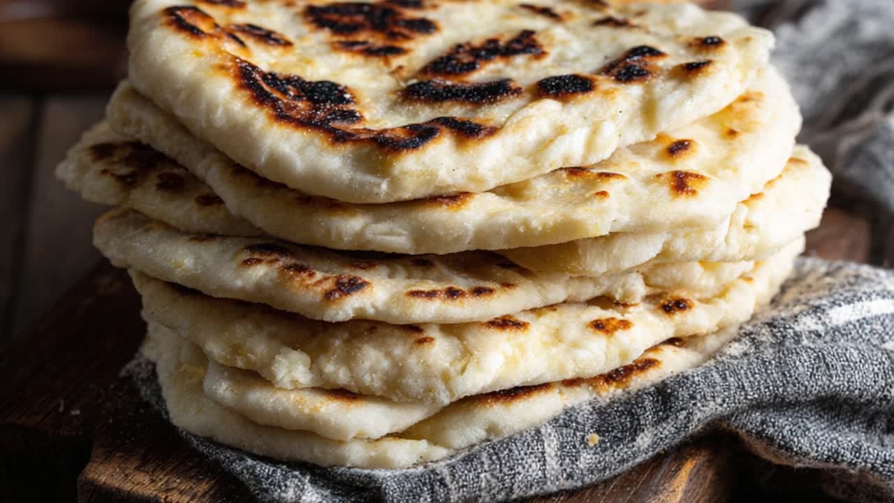 Freshly Cooked Flatbreads: A Stack of Deliciously Golden Brown Roti with Perfectly Crispy Edges and Soft, Fluffy Texture, Ideal for Dipping and Enjoying with Various Dishes