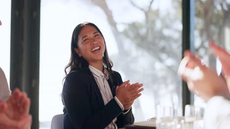 Business-people-meeting,-happy-Asian-woman