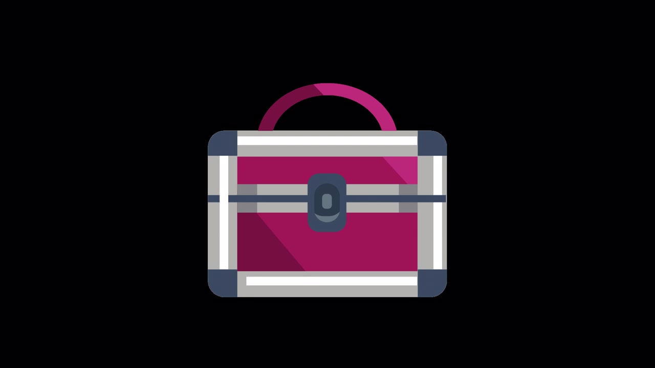 Animated Flat Design Briefcase Icon with Handle and Latch