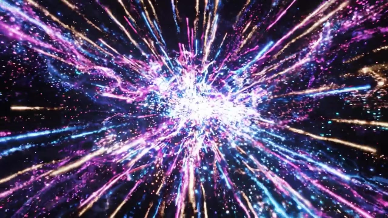 A Stunning Visual Explosion of Colorful Light Particles Capturing the Essence of Cosmic Energy and Vibrancy, Creating a Mesmerizing Spectacle in the Dark Void of Space.