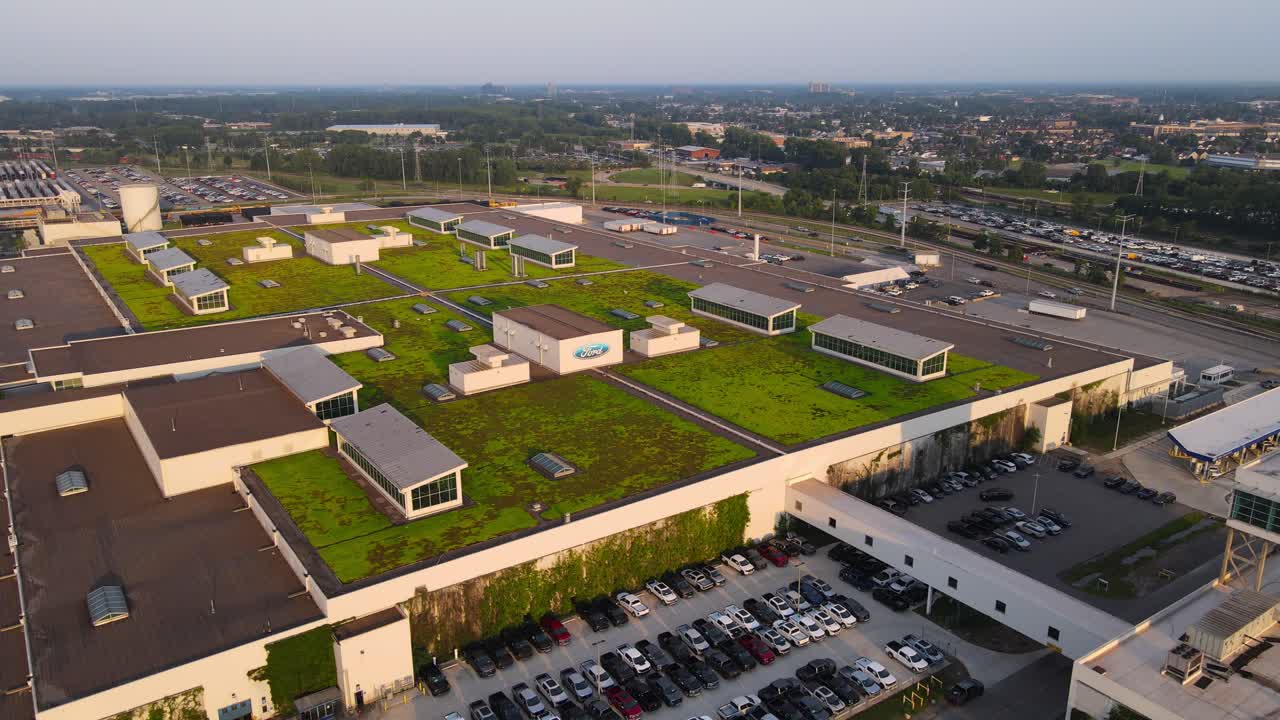 Aerial View of Ford Rouge Complex DPT Final Assembly with Green Roof in Dearborn