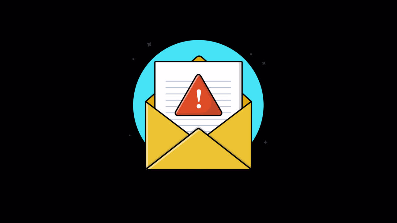 Animated Cartoon Envelope with Warning Message