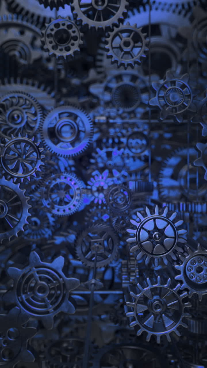 Mechanical Gears Moving Blue