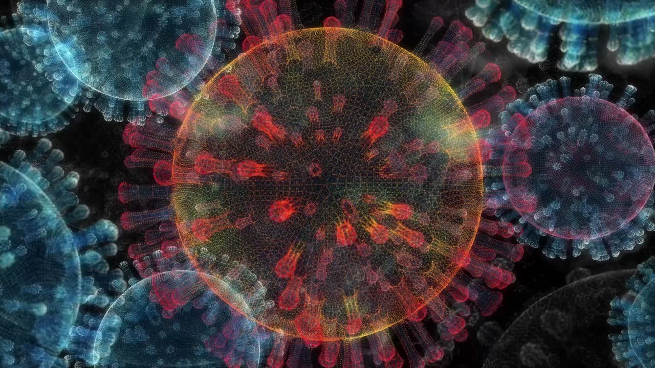 primer plano del virus bajo el microscopio, cura de la pandemia de sars-cov-2 covid-19 o concepto de vacunación