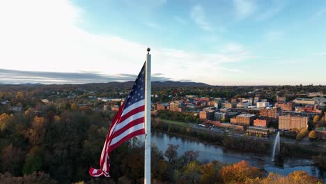 Aerial-orbit-of-USA-Flag-waving-in-breeze