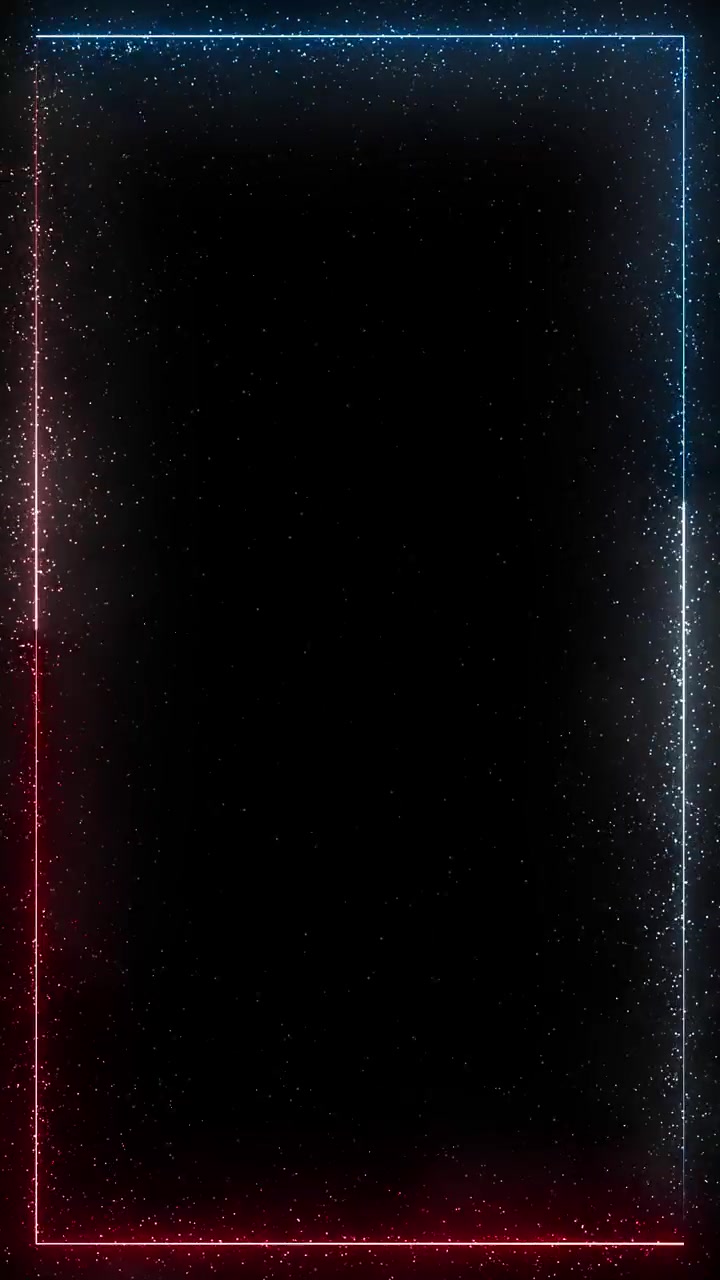Blue red particle frame background with white border dark center space and sparkling dust along the