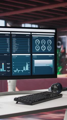 vertical video loft with computer displaying seo trends and targeted data insights