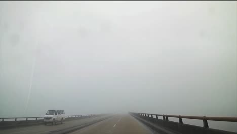 crossing the bay in point comfort texas in thick fog