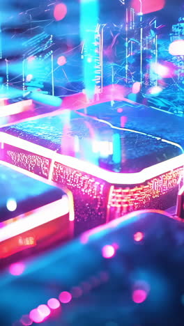 a close up of a blue and purple image of a bunch of cubes. the cubes are all different sizes and are scattered throughout the image. the image has a futuristic and abstract feel to it, with the blue