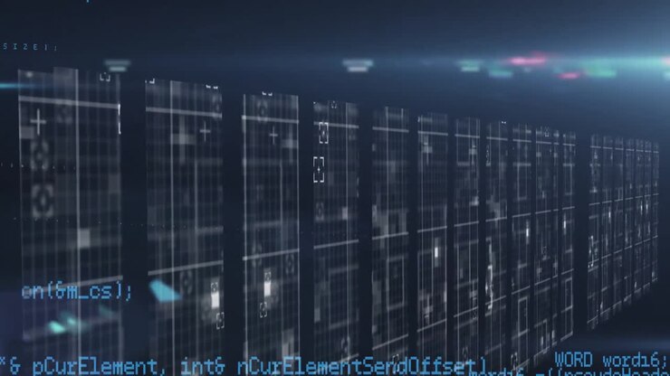 Data processing against blue background