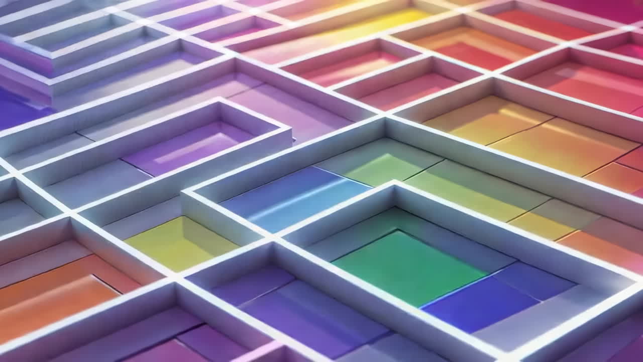 Colorful Geometric Grid with Translucent Squares