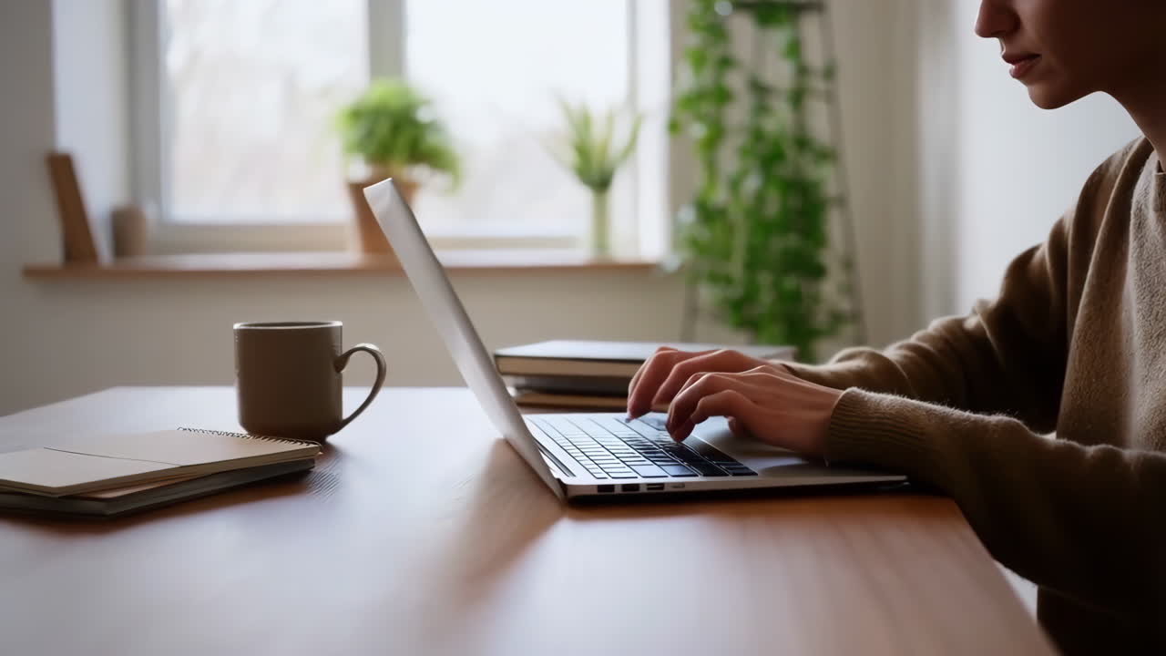 Person working on a laptop at a desk