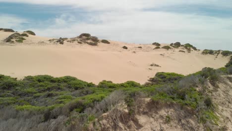 aerial shot of big sand dunes in victoria australia