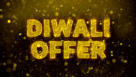diwali offer text on golden glitter shine particles animation.