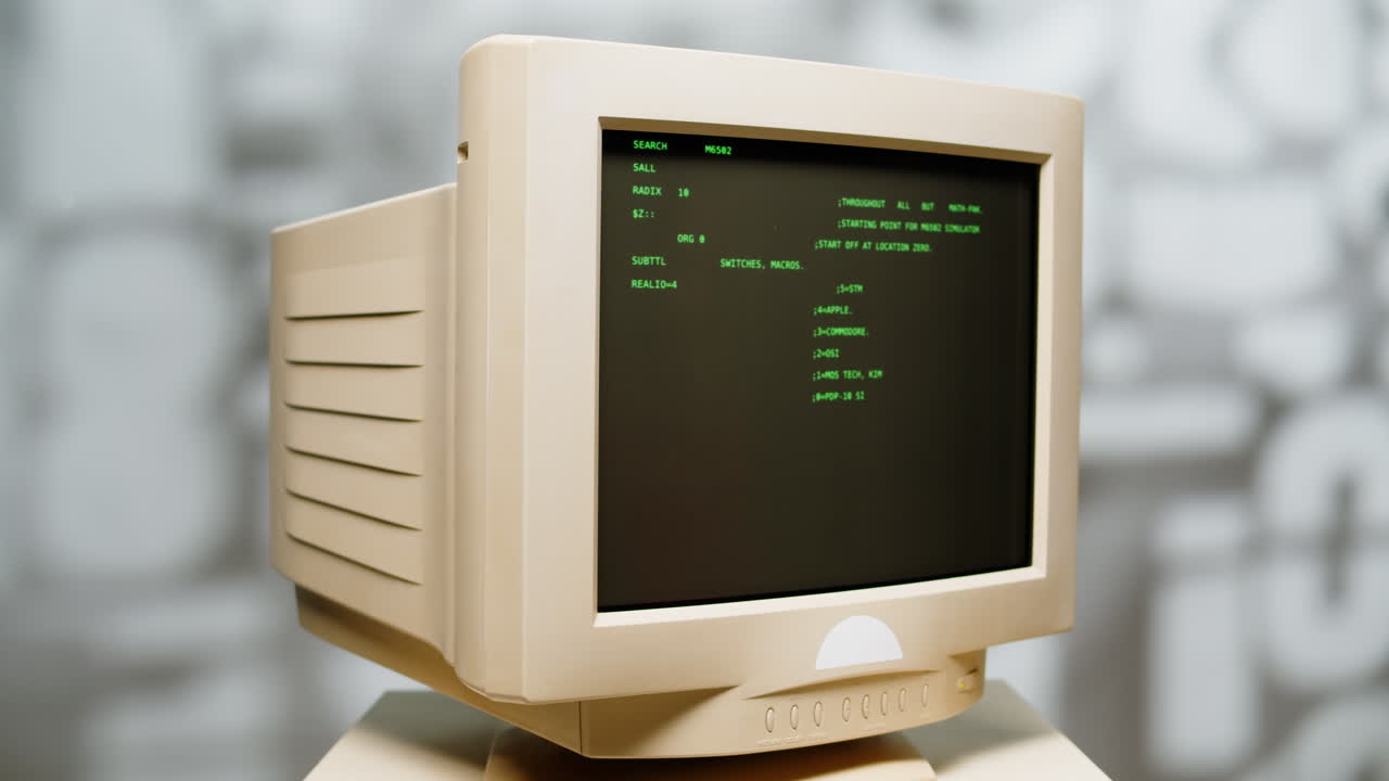 Vintage CRT Monitor Displaying Text-Based Interface
