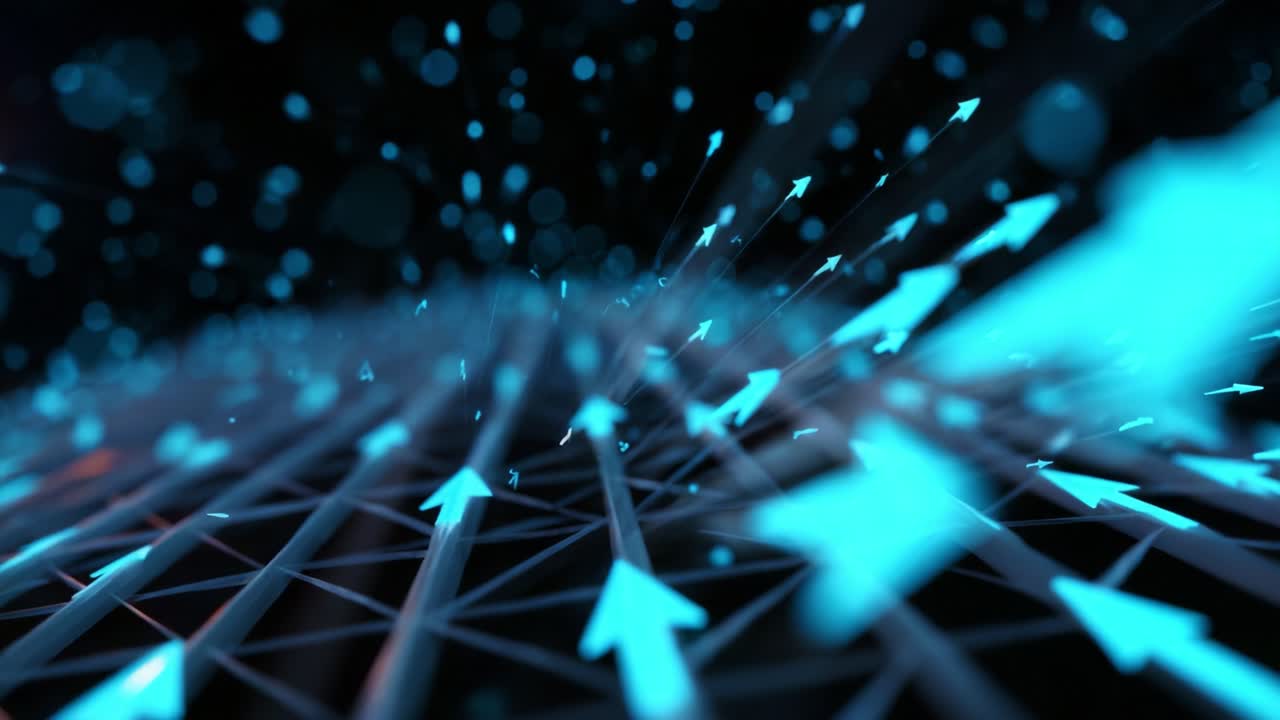 Dynamic Abstract Representation of Movement Through Arrows: A Stunning Visual Journey Showcasing Technology and Progression, with Energetic Lines and Vivid Colors that Capture the Essence of Directionality