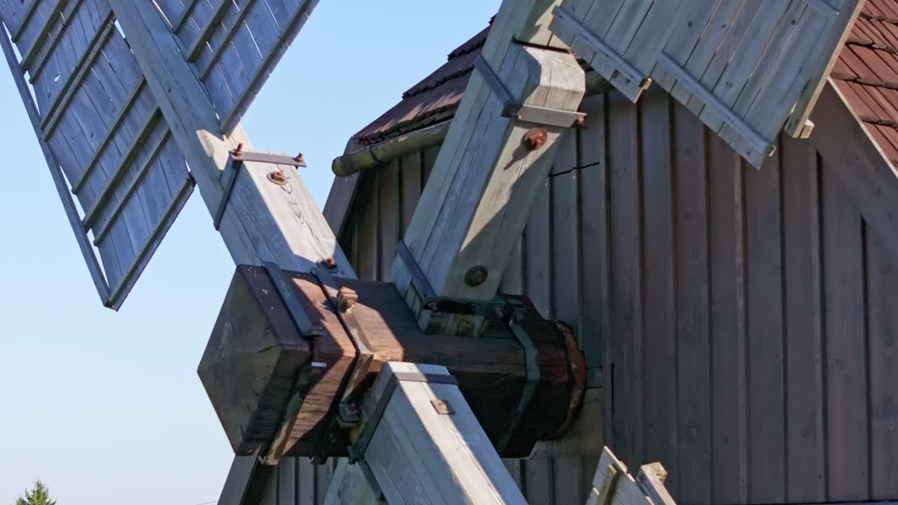 Aerial view of a picturesque windmill standing tall in Czech nature