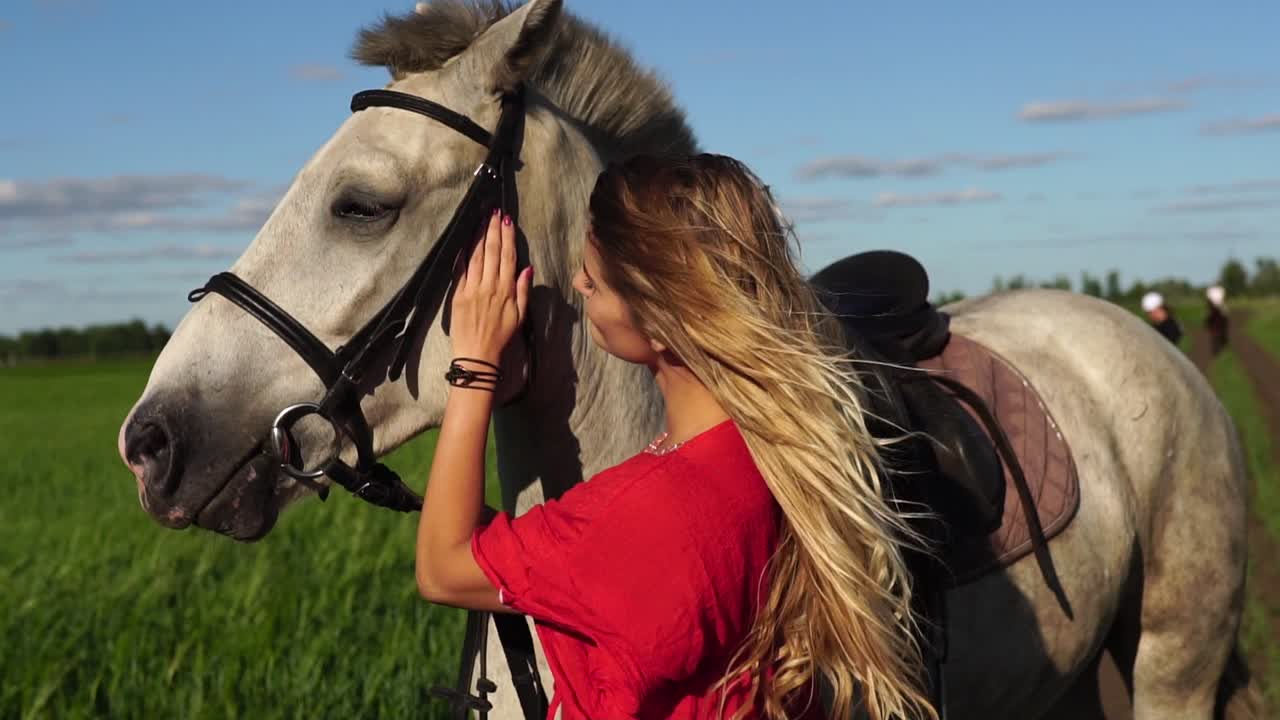 Woman and Horse in a Field