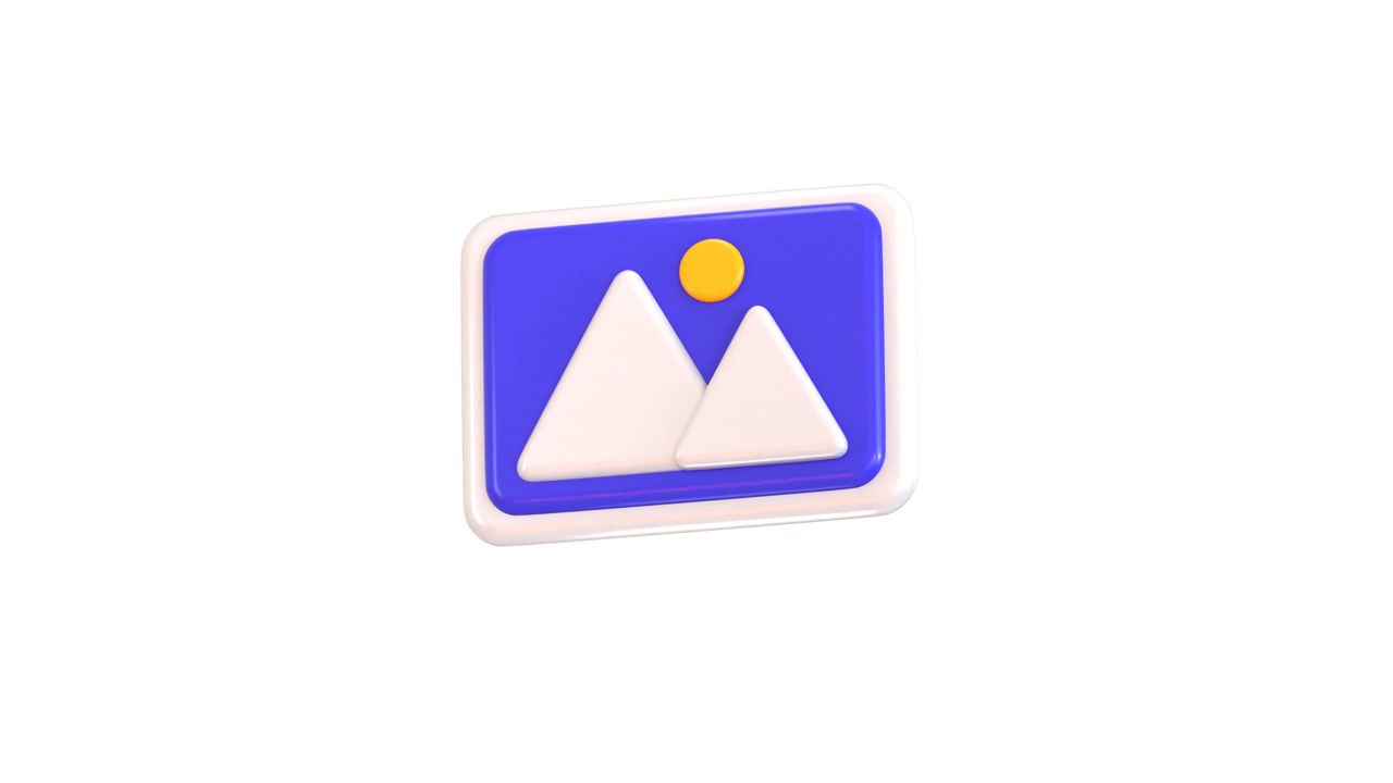 3D Animated Image Icon Floating on White Background