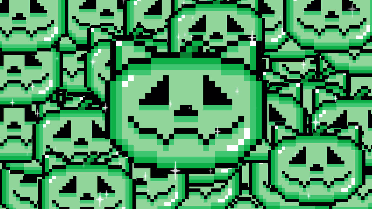 Pixel art pop up Halloween jack o lantern cat Transitions. 1080p - 30 fps - Alpha Channel (6).mov