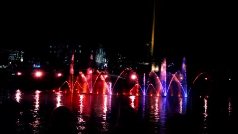 Water show in Tammerkoski rapids in Tampere, Finland. The show is part of Valoviikot (Tampere Festival of Light) that fills the city with light shows during the otherwise darkest time of the year.