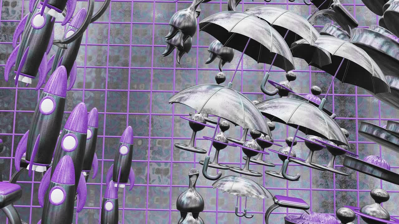 미니멀 3d 아트: 기하학적 디자인 공간에서 애니메이션 된 세련된 스터 객체, 트렌디한 색상 조합, 루프 모션, 4k 비디오